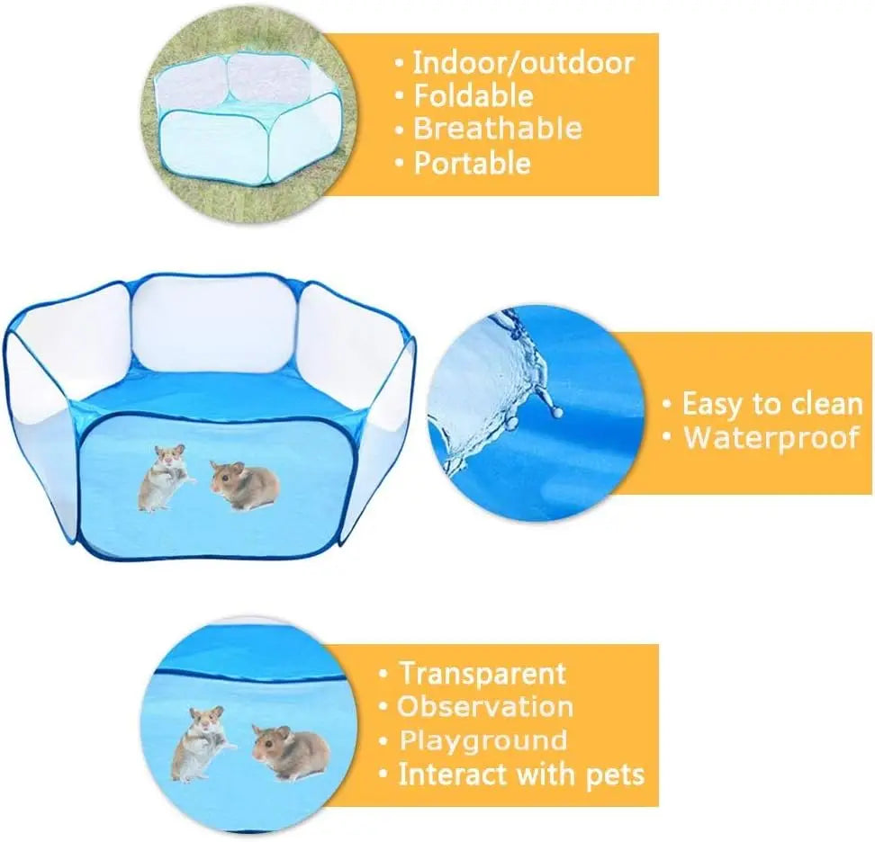 Foldable Pet Playpen Transparent Exercise Fence For Small Animals