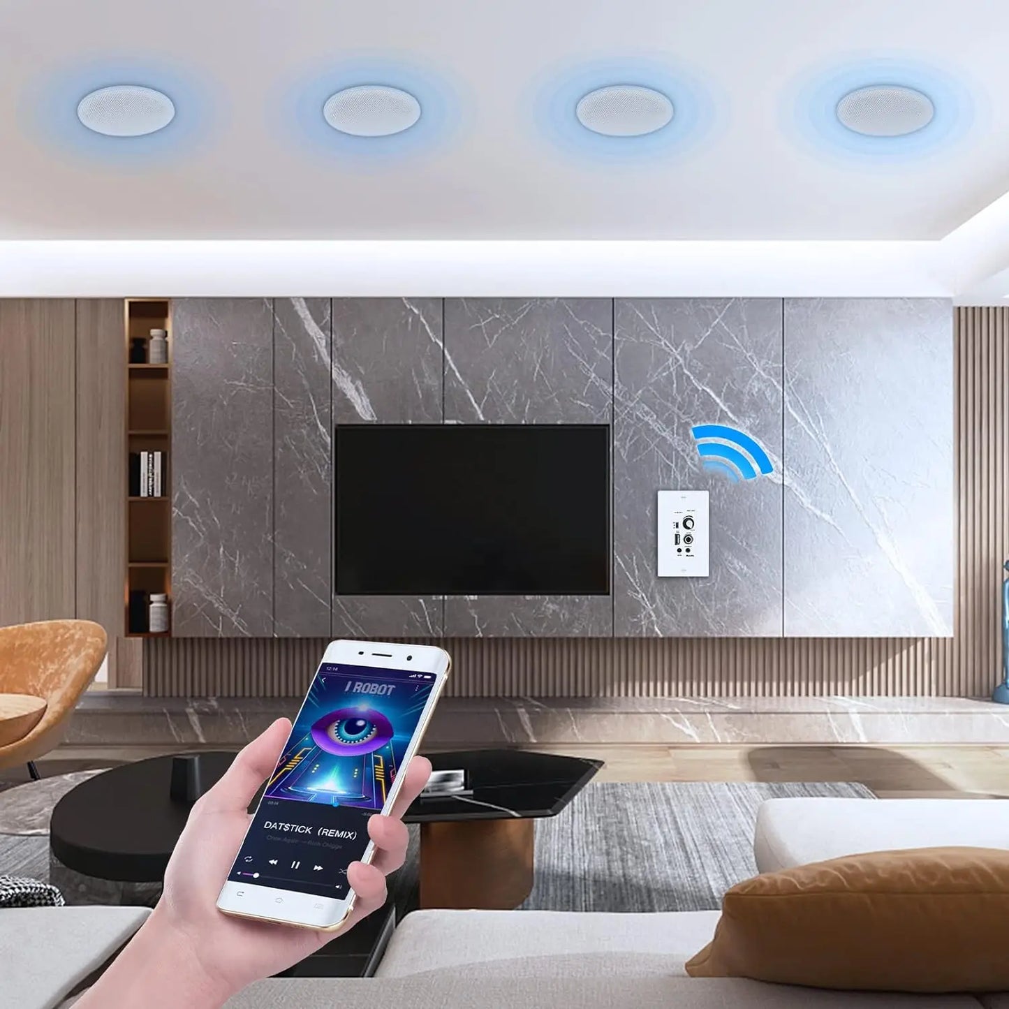 Herdio Bluetooth In Wall Ceiling Speakers With Amplifier Receiver