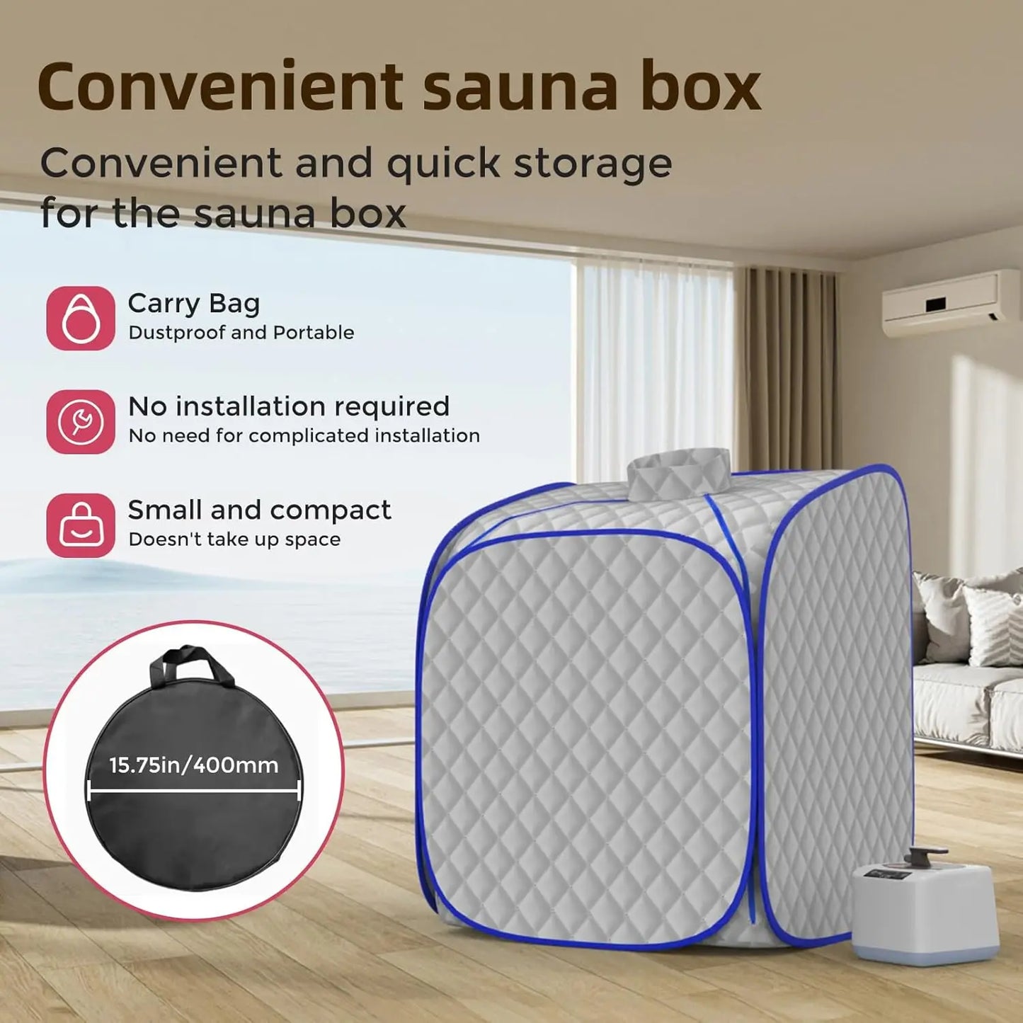 Portable Home Steam Sauna Tent with 9-Level Heating, Fast Warm-Up & Folding Chair for Relaxation and Detox
