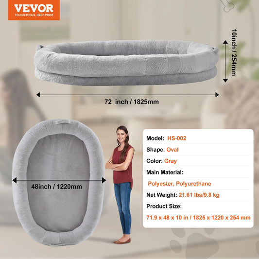 SucceBuy Orthopedic Human Dog Bed With Washable Fur Cover