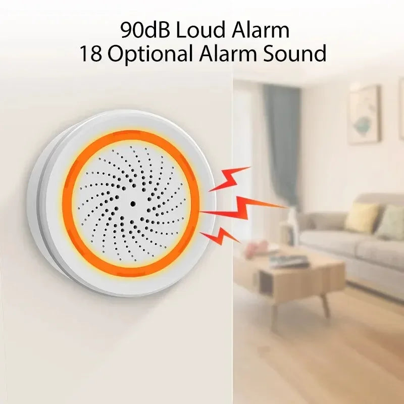 ONENUO Tuya Zigbee Smart Siren Alarm With Strobe Alerts USB Powered