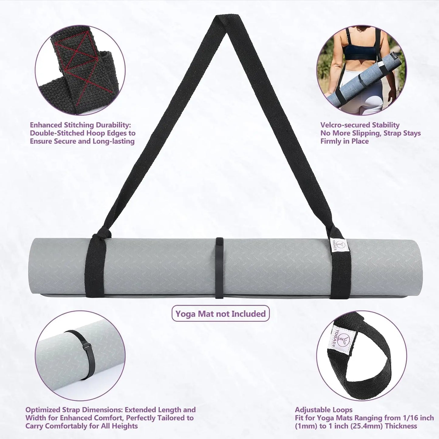 Adjustable Yoga Mat Carrier Strap Thick Sling for Large Mats