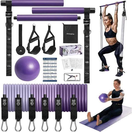 Upgraded Pilates Bar Kit With Natural Latex Resistance Bands