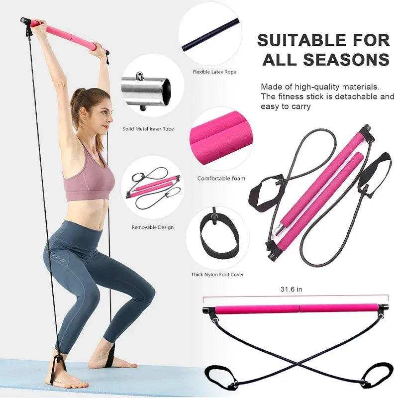 NONED Pilates Bar With Resistance Bands For Yoga And Pilates