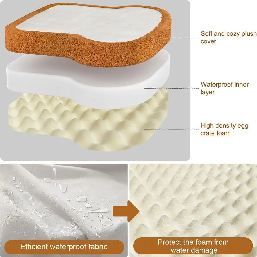Toast Style Washable Non Slip Dog Bed With Orthopedic Foam