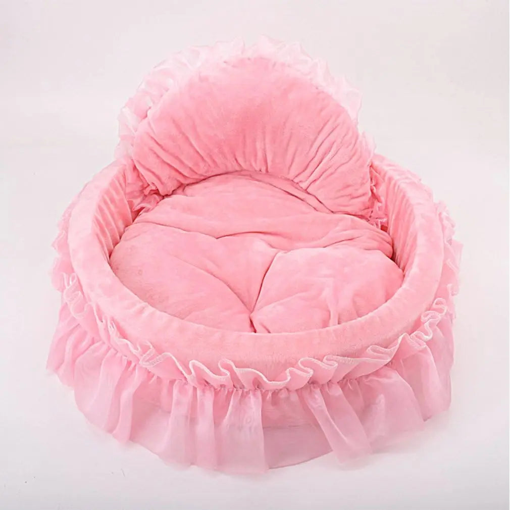 Cute Princess Pet Bed Bow Tie Lace Cat Sofa and Dog Cushion