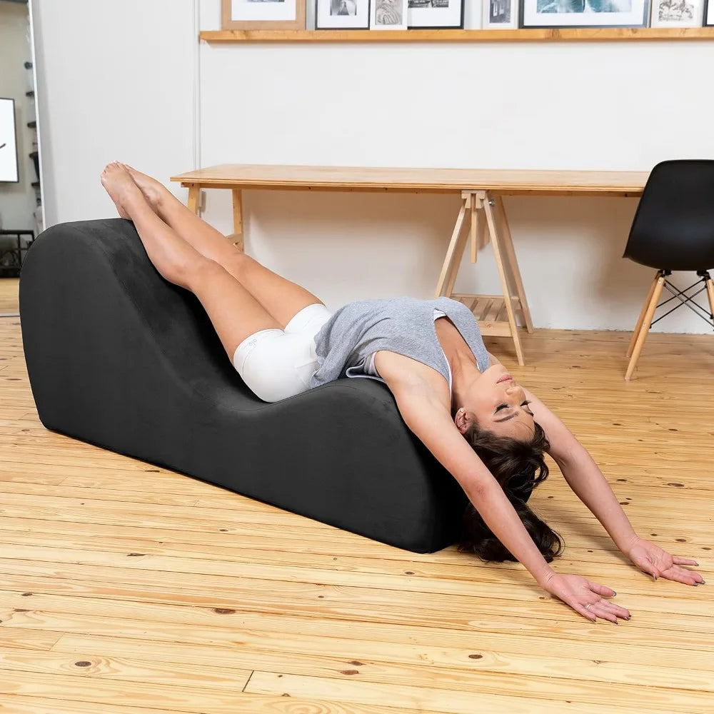 Sleek Chaise Lounge For Yoga Made In USA Plush Microvelvet