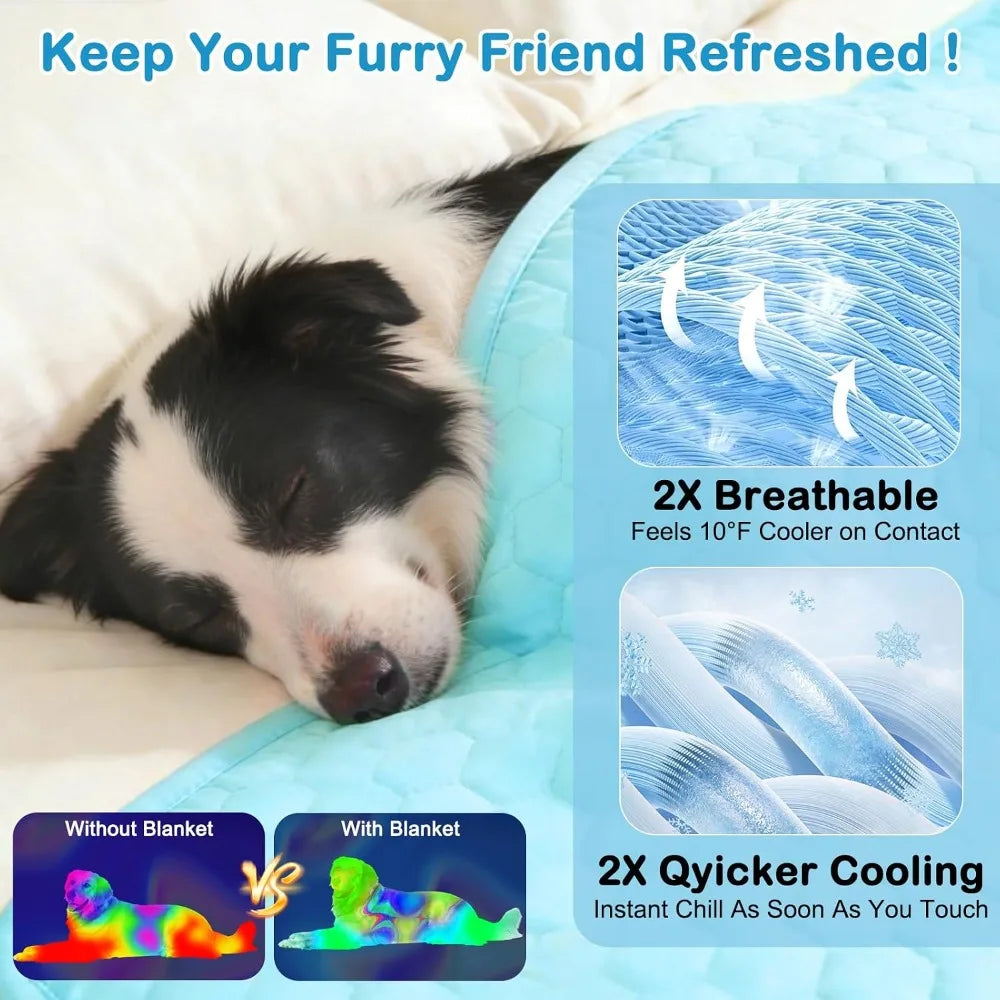 Dog Cooling Mat Waterproof Reversible Ice Silk For Sofa Bed Crate Car