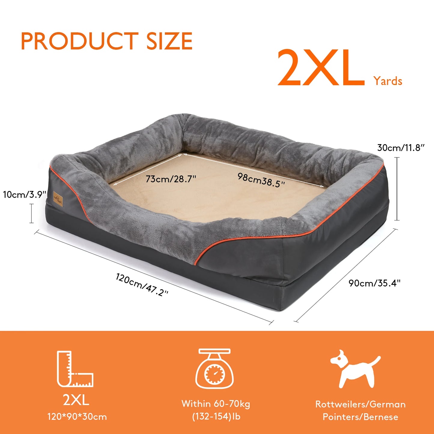 BINGOPAW Soft Dog Bed With Waterproof Removable Cover For Pets