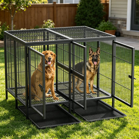 BINGOPAW Heavy Duty Metal Dog Cage with Tray & Divider