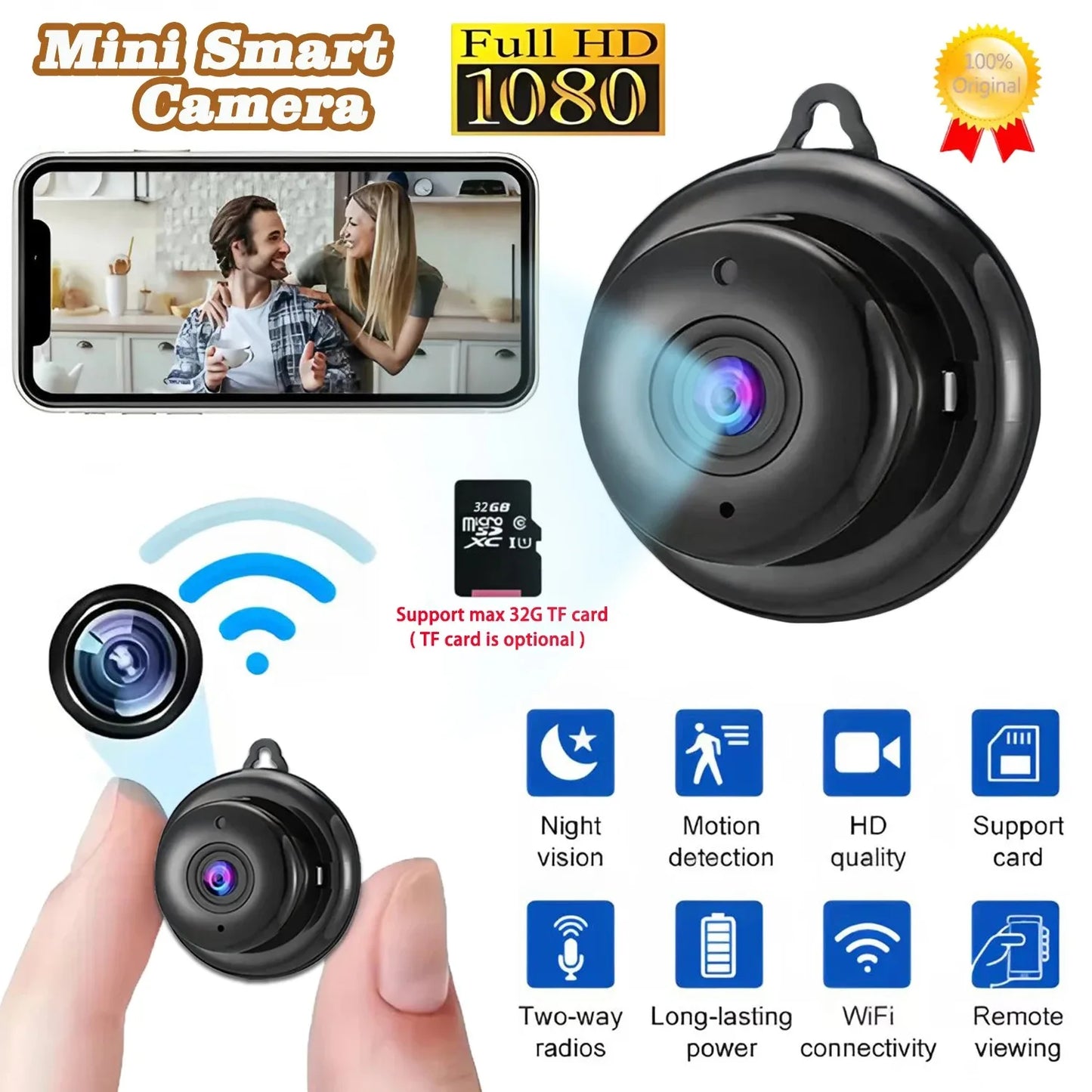 Mini WiFi 1080P Camera Infrared Night Vision And Motion Detection