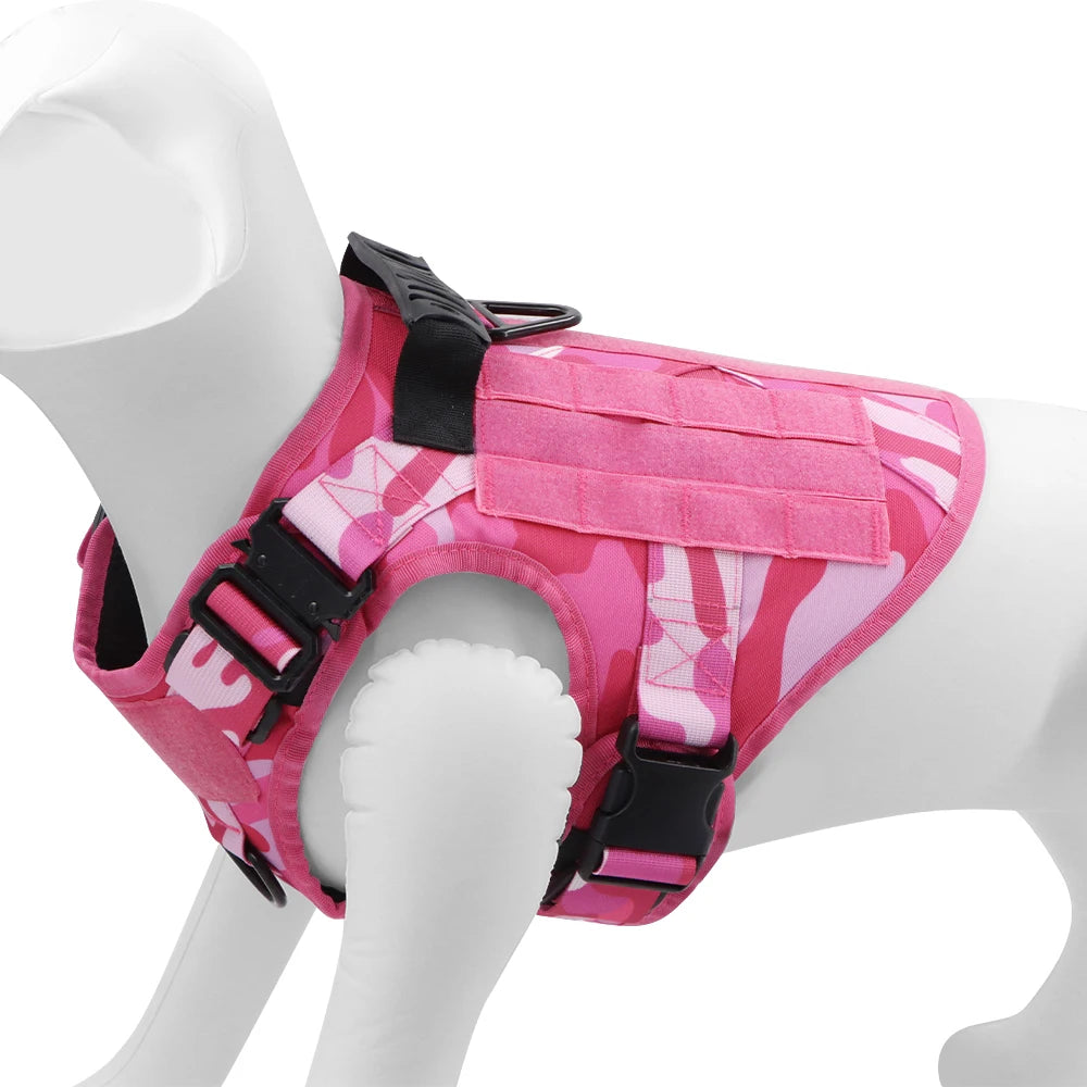 Military Camouflage Nylon Dog Harness Adjustable Training Vest