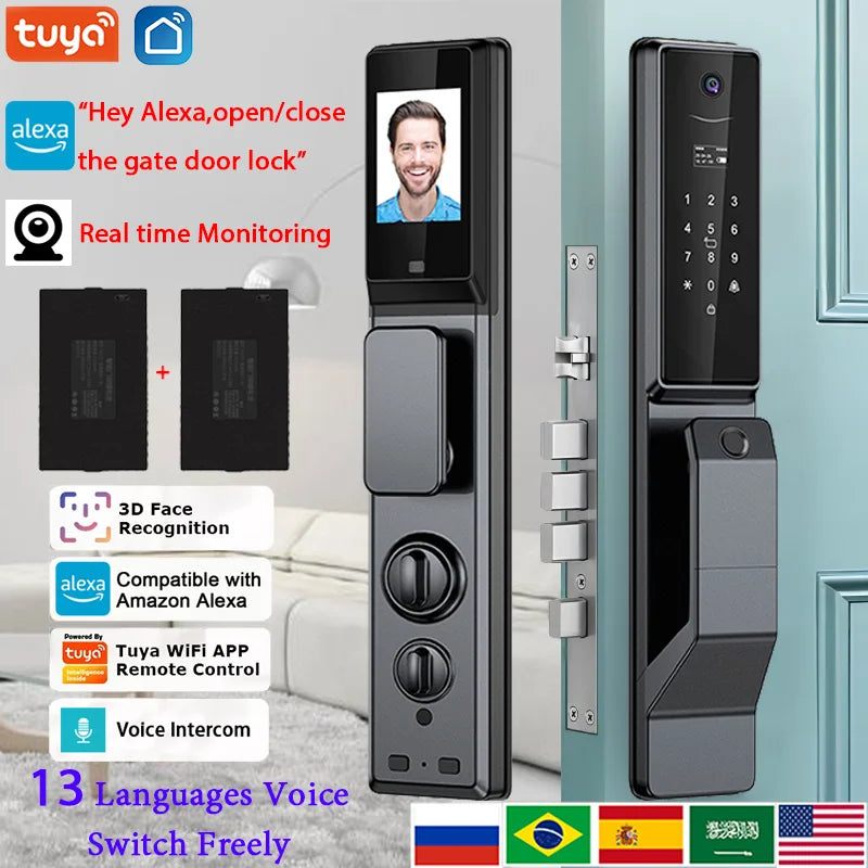 YKESDL Waterproof Outdoor Smart Lock With Camera AluminiumAlloy WiFi Alexa