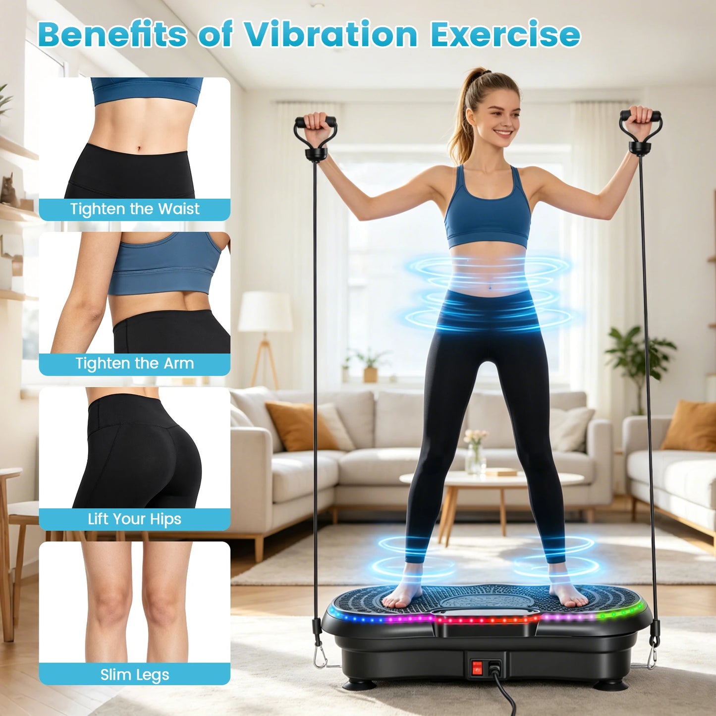 Smart Vibration Plate Exercise Machine With LED Light Strip