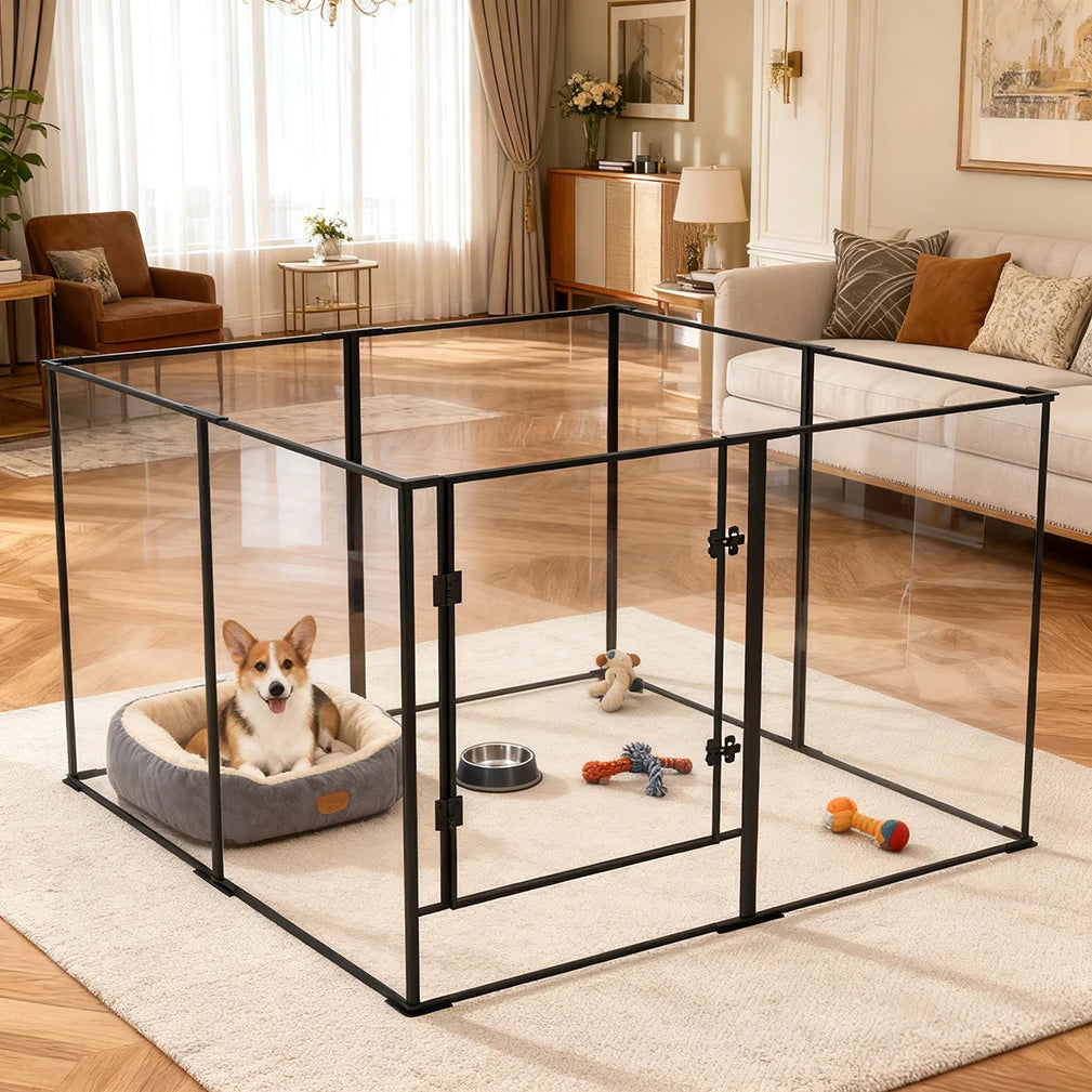 BORWART Acrylic Aluminum Dog Playpen Enclosure for Pets