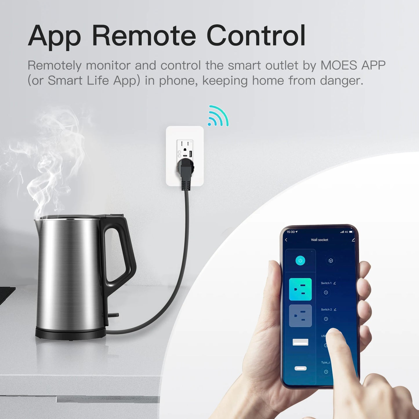 MOES WiFi Smart Power Socket With Type C USB Outlet