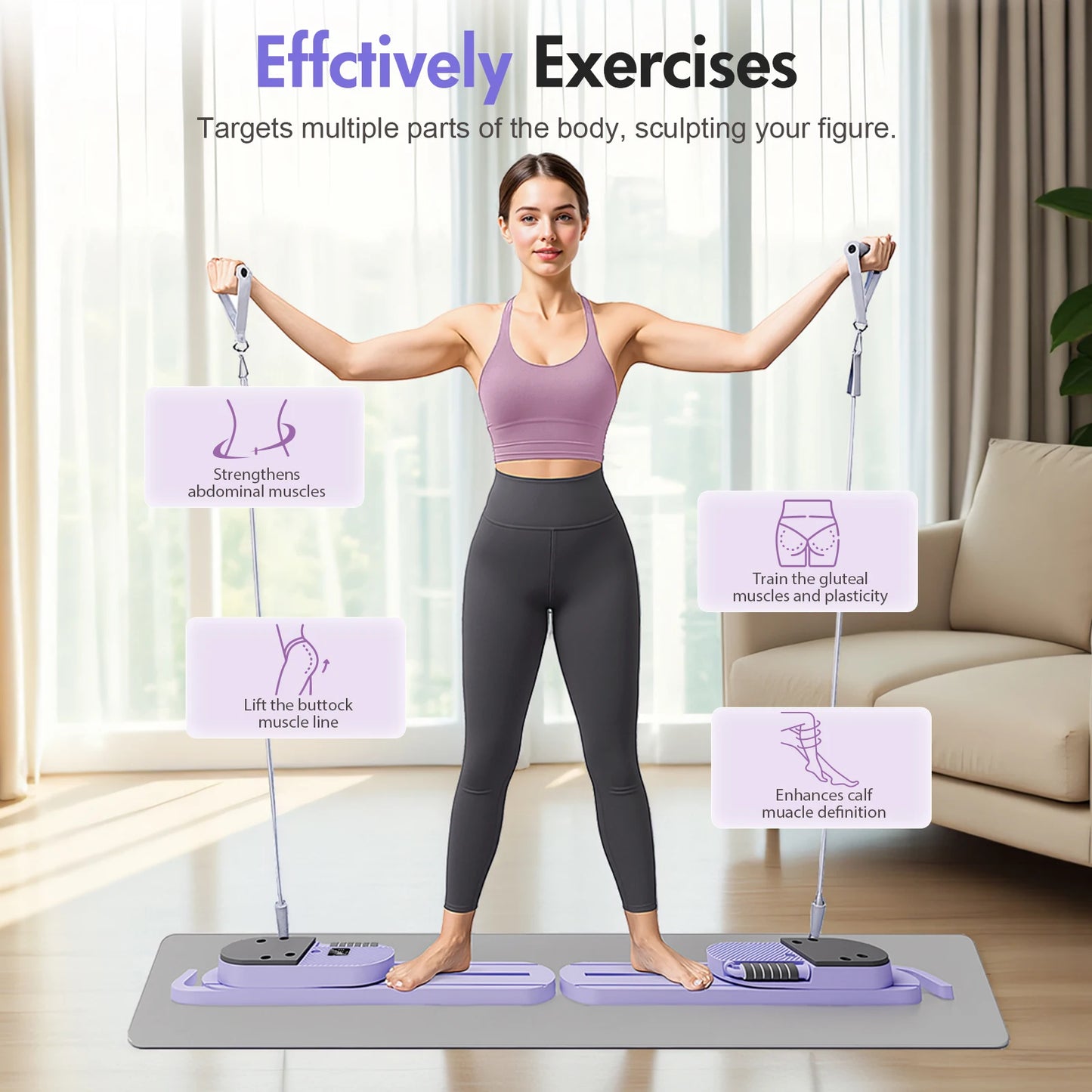 Abdominal Pilates Board With LCD Display And Detachable Resistance Bands