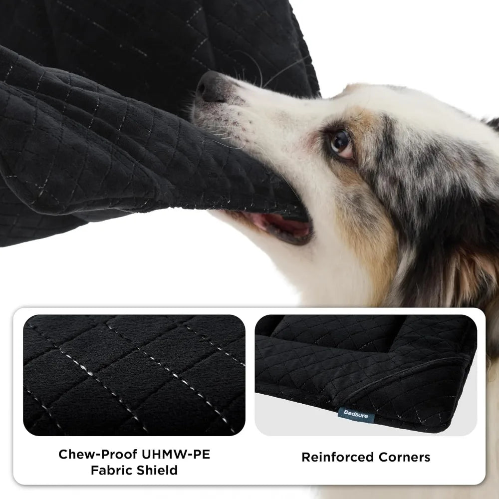 DAFIFY Chew Resistant Dog Bed For Chewers Durable Crate Pad
