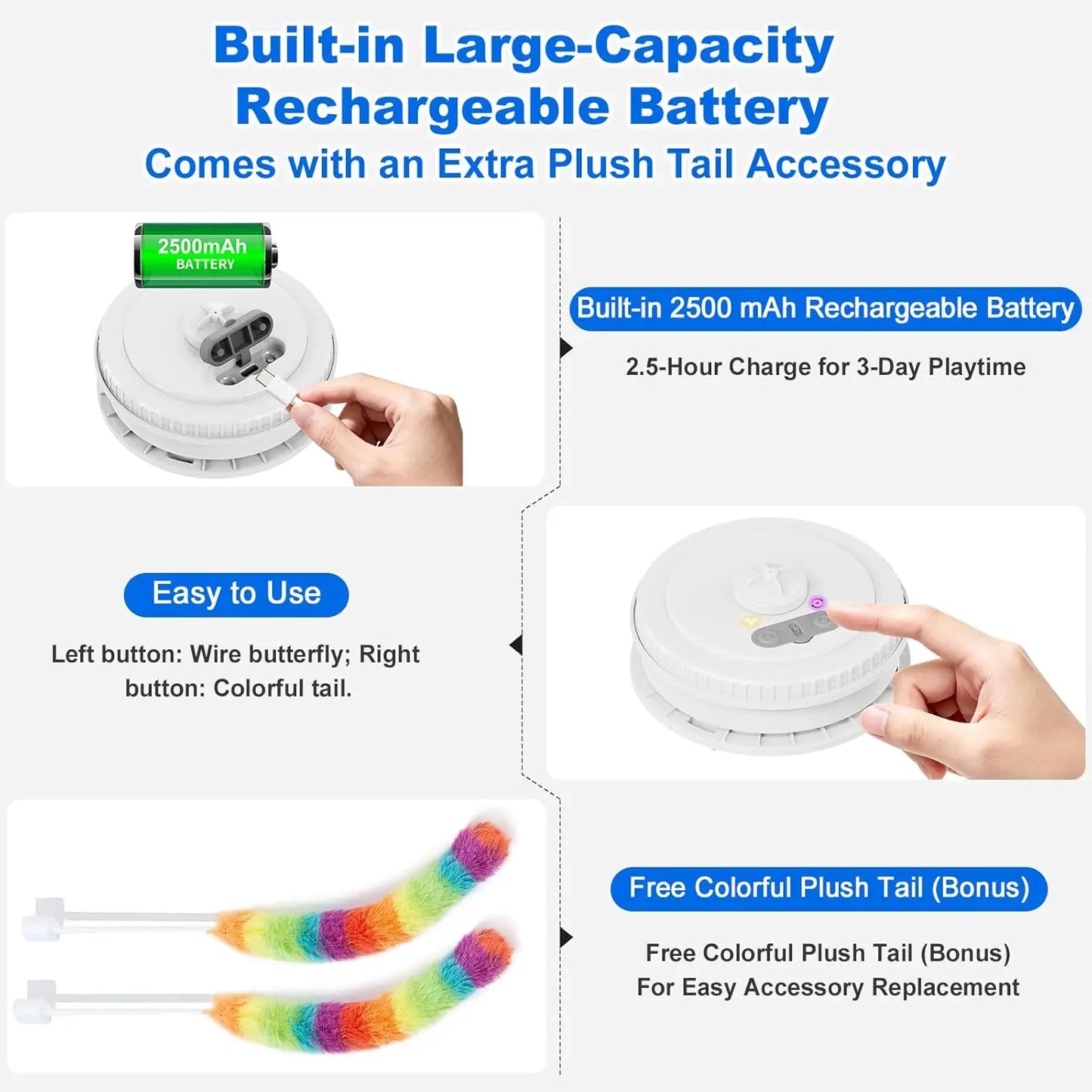 Interactive Indoor Cat Toy Rechargeable Touch Activated Hide and Seek