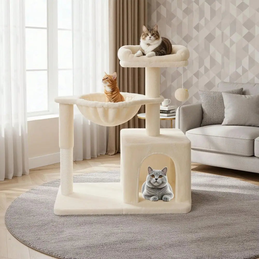 XMSJ Indoor Cat Tree Multilevel Tower With Sisal Posts Condo