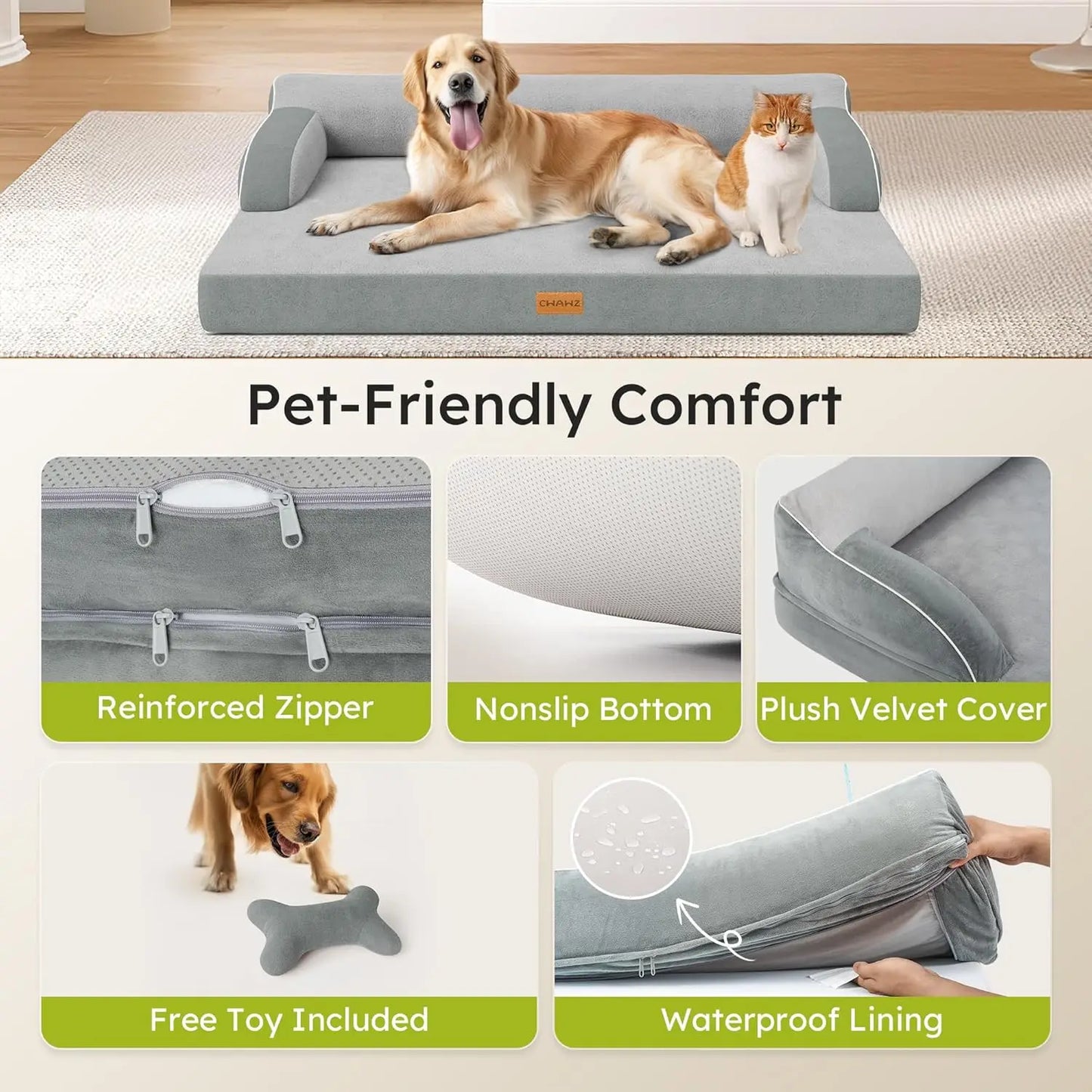 Orthopedic Dog Bed With Cooling Memory Foam And Nonslip Bottom