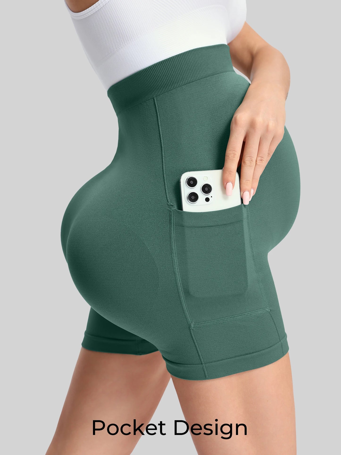 Maternity Yoga Shorts With High Waist Support And Pockets