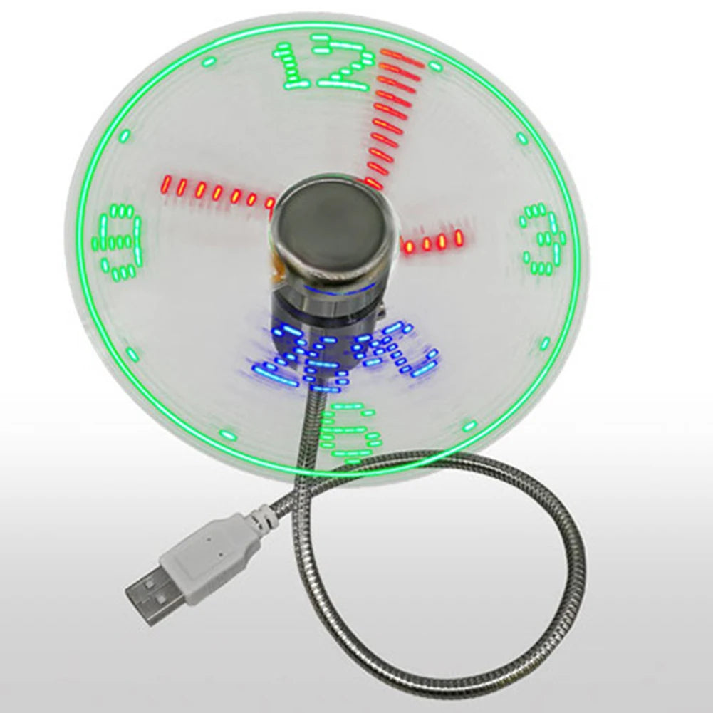 ALLOYSEED LED Clock Fan USB Mini Cooling Fan Time Temperature Display