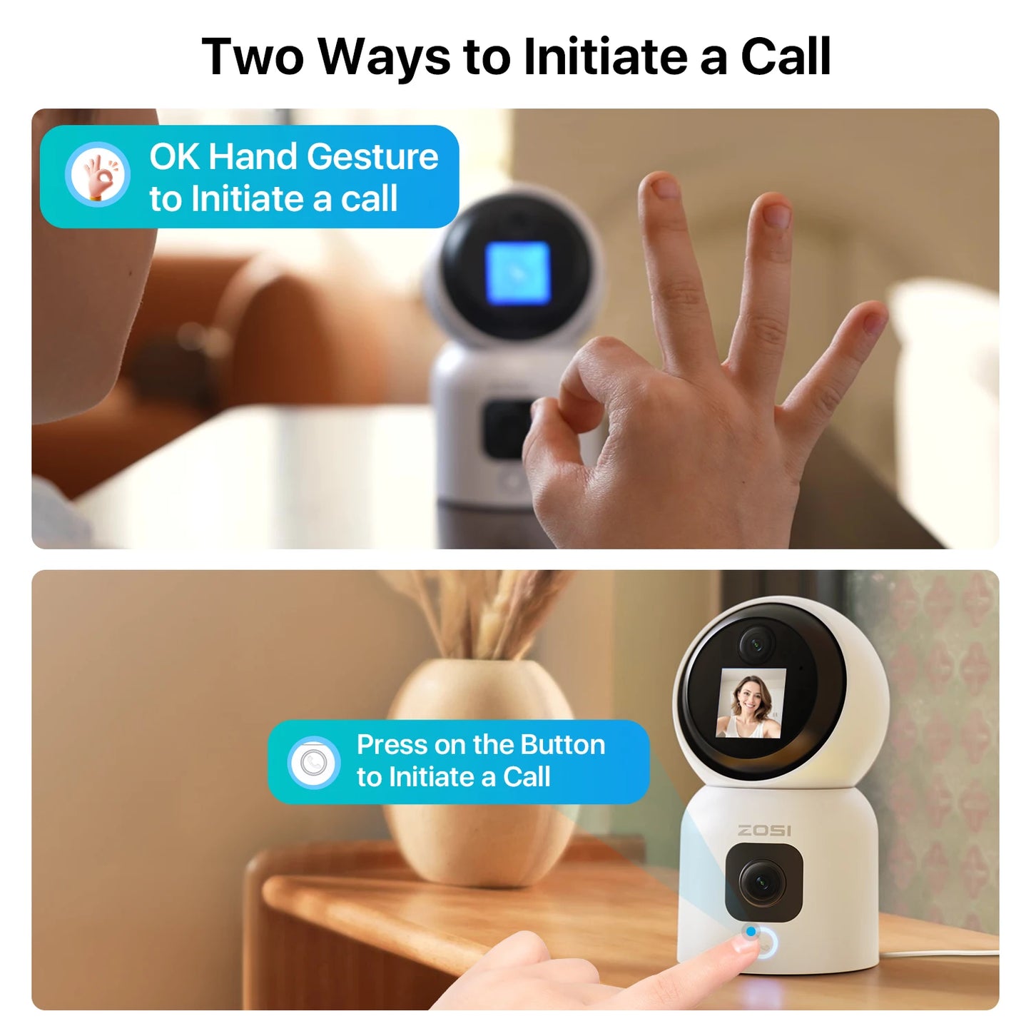 ZOSI 360 Smart Home Security Camera with AI Auto Tracking