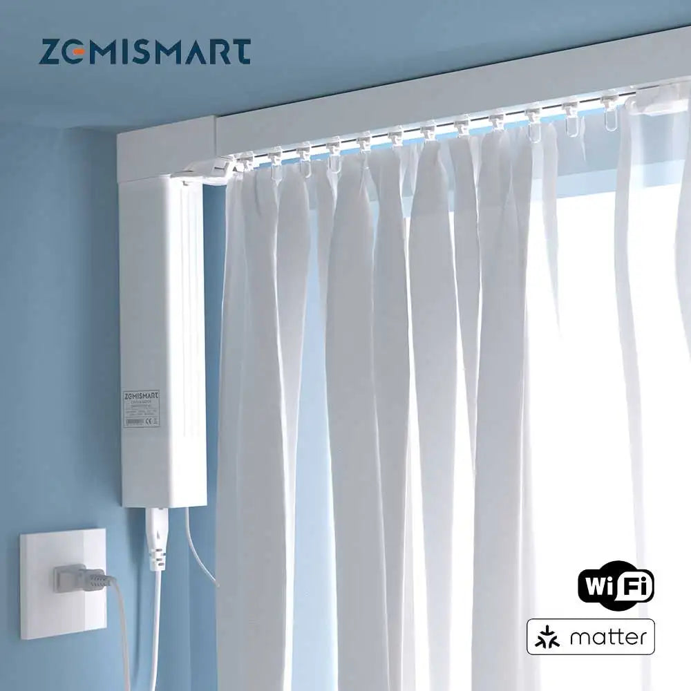 Zemismart Matter Over WiFi Sliding Curtain Track With Smart Motor