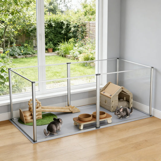NONECN Clear Acrylic Hamster Play Pen 6 Panels Enclosure