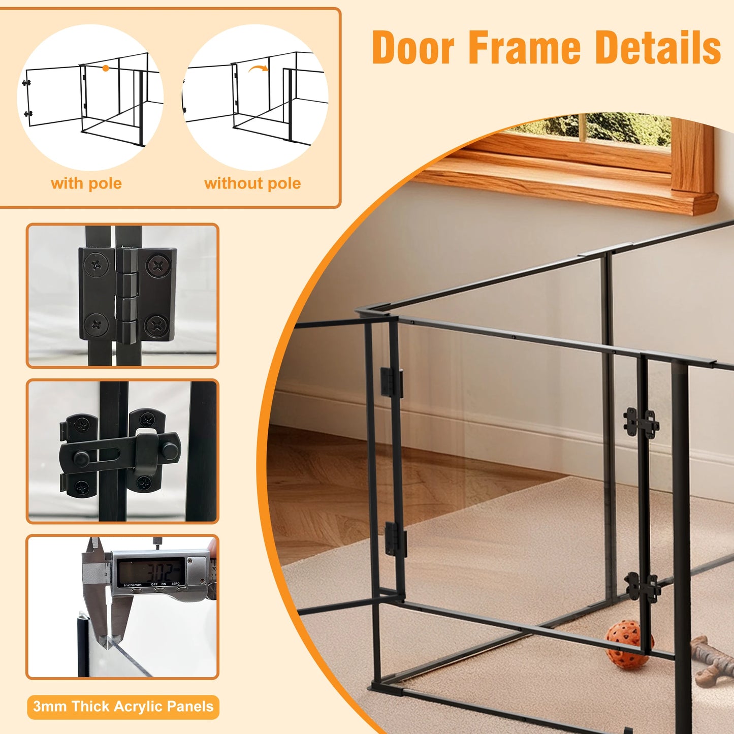 BORWART Acrylic Aluminum Dog Playpen Enclosure for Pets