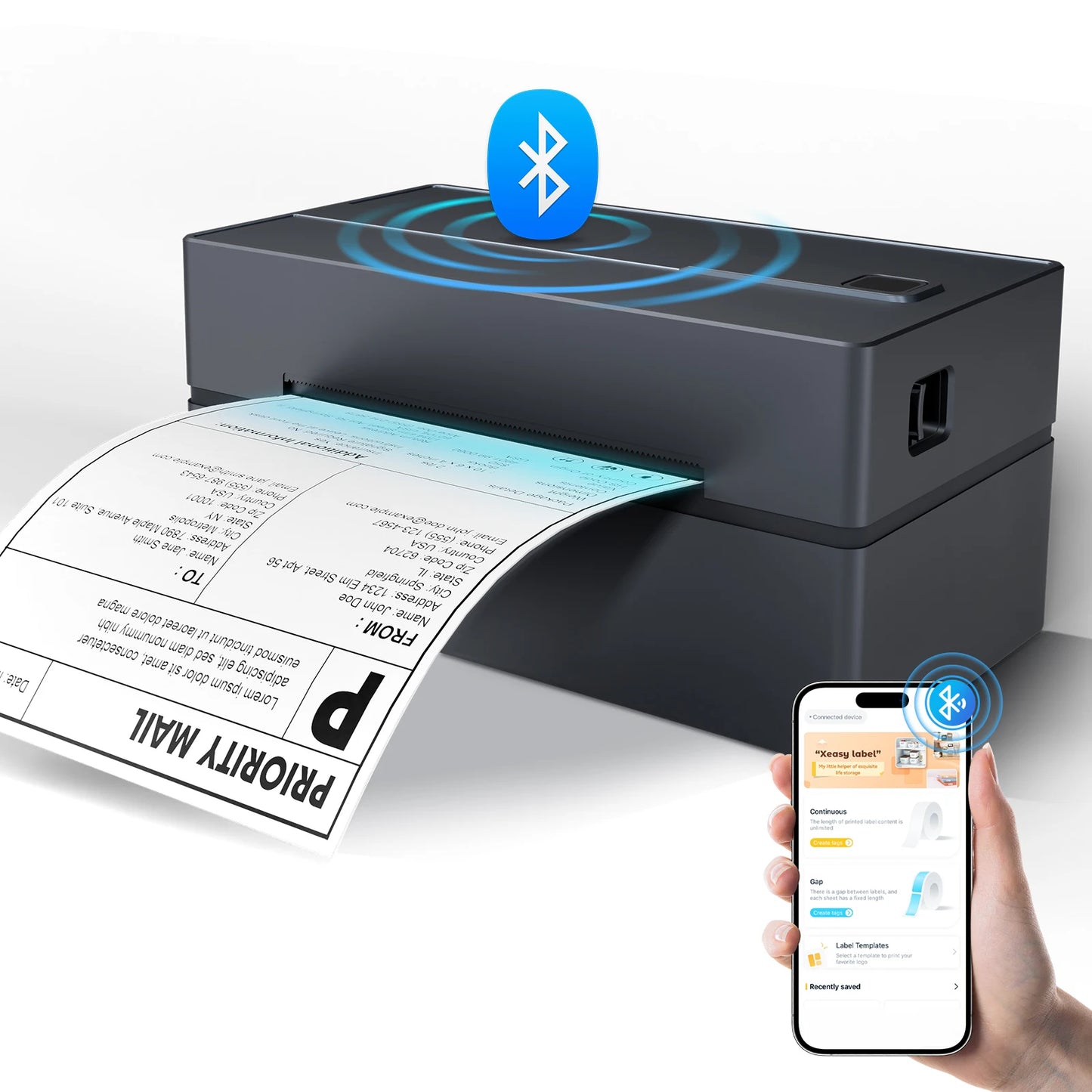 TakeYou Thermal Label Printer Portable No Ink Required 203DPI Bluetooth USB