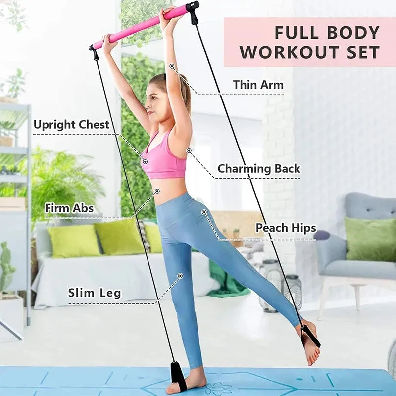 None Multifunctional Pilates Bar With Resistance Bands