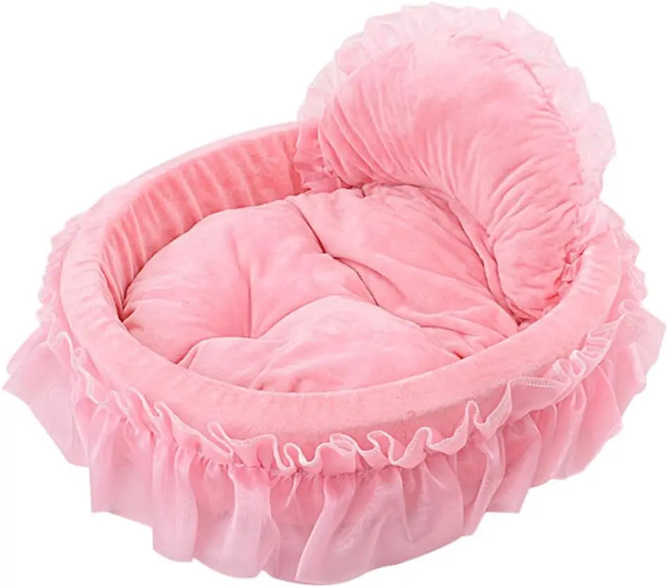 Cute Princess Pet Bed Bow Tie Lace Cat Sofa and Dog Cushion