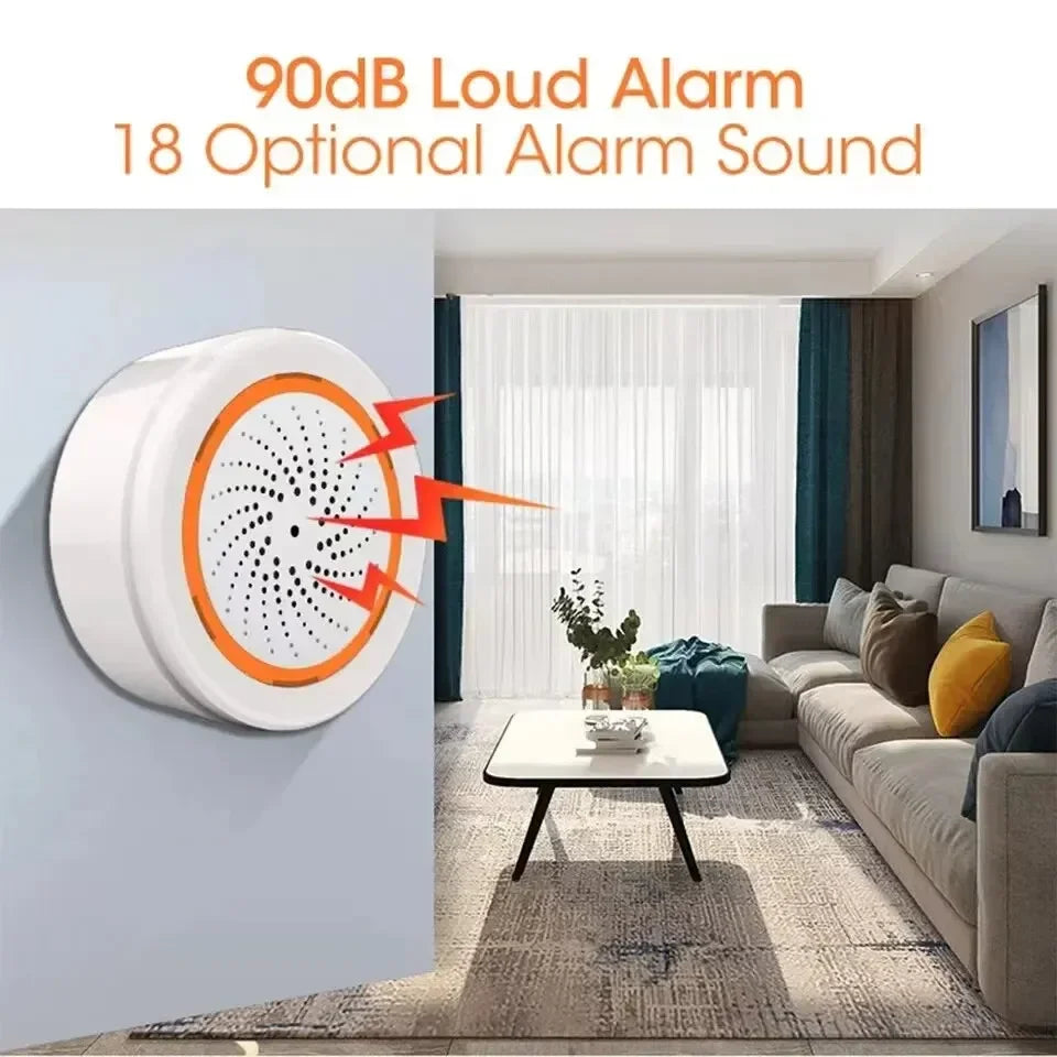 ONENUO Tuya Zigbee Smart Siren Alarm With Strobe Alerts USB Powered