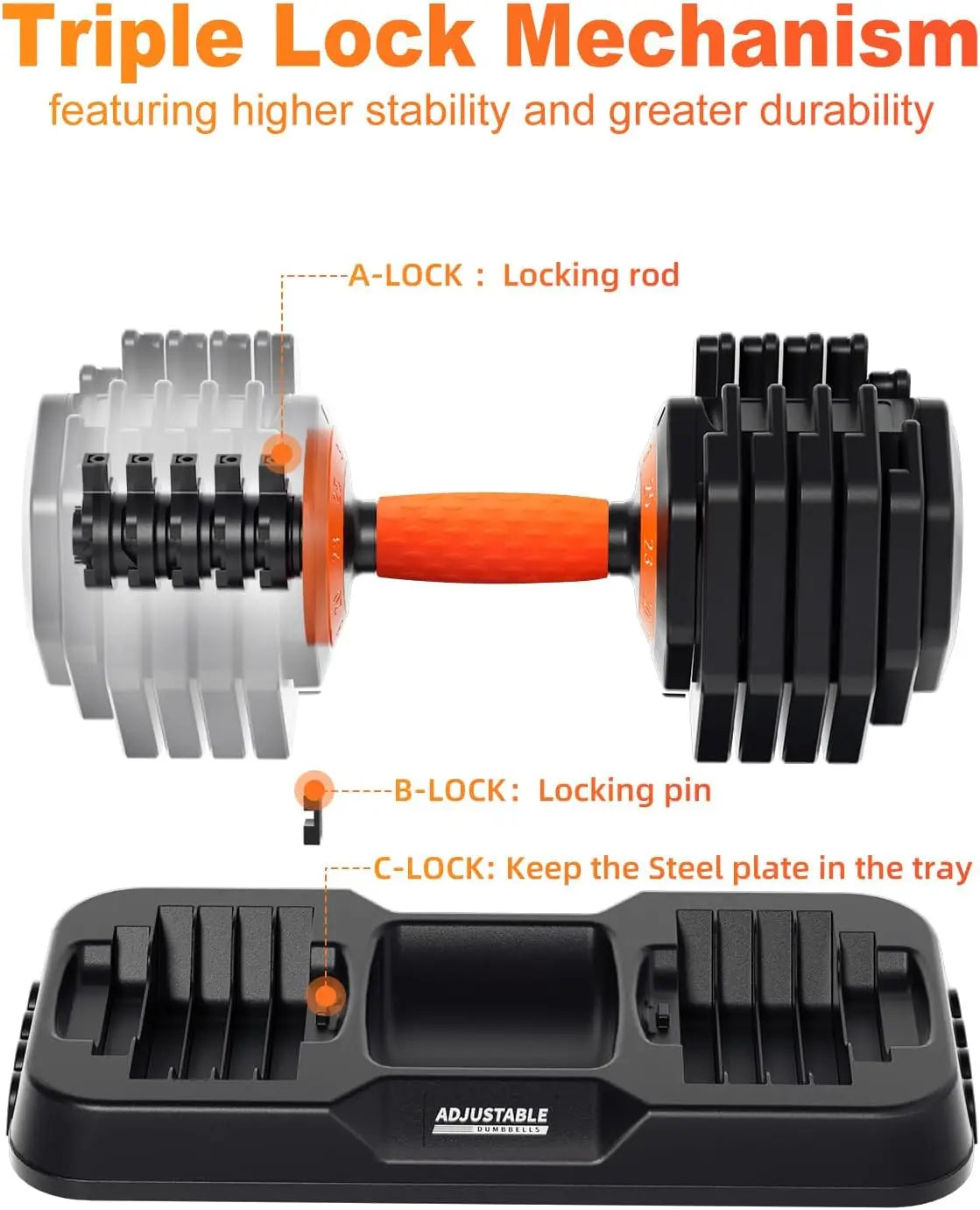 Adjustable Dumbbell Set With Tray For Home Gym Strength Training