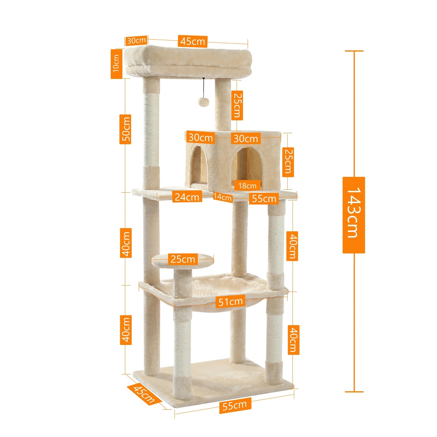 PAWZ Road Five-Level Cat Tree With Hammock And Scratching Posts