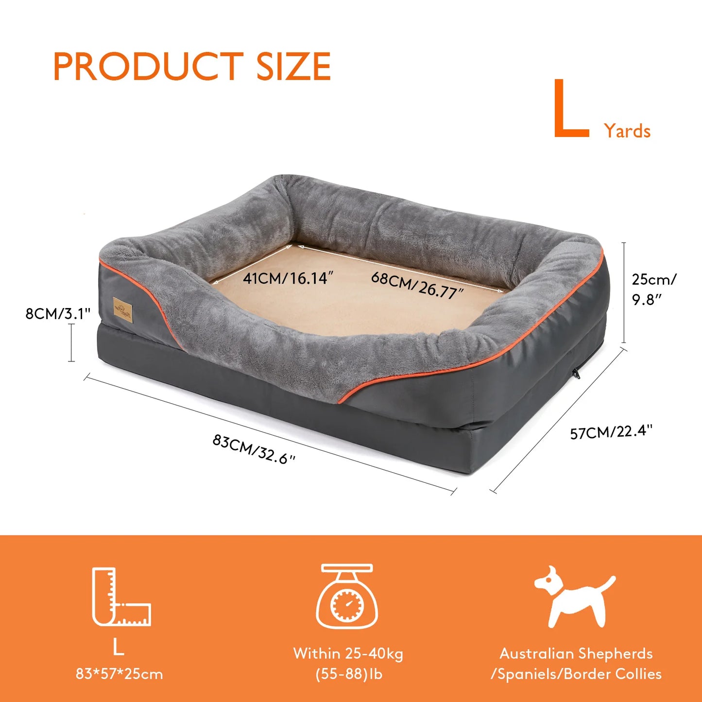 BINGOPAW Soft Dog Bed With Waterproof Removable Cover For Pets